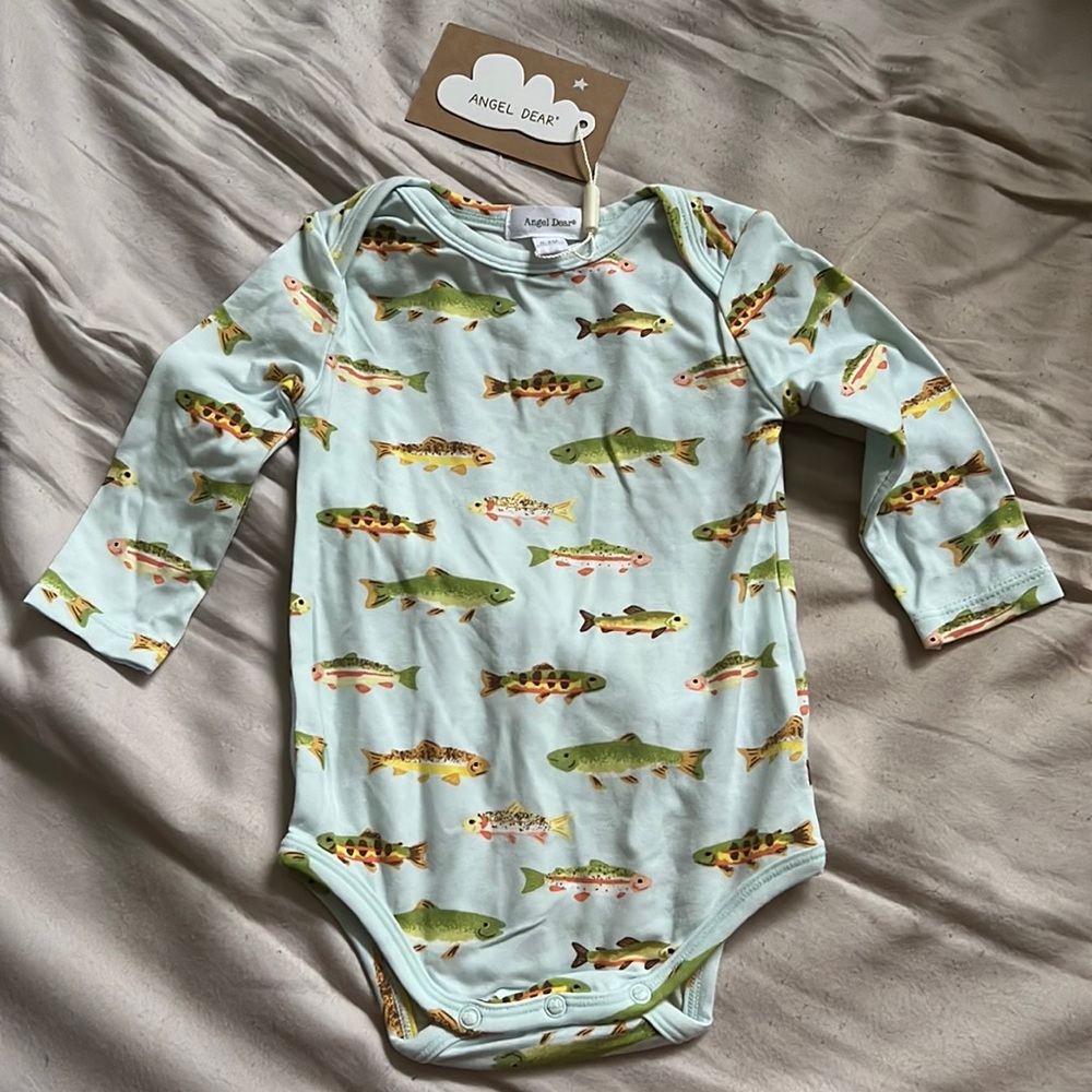 Angel Dear 0-3 Freshwater Fish baby onesie bodysuit NWT